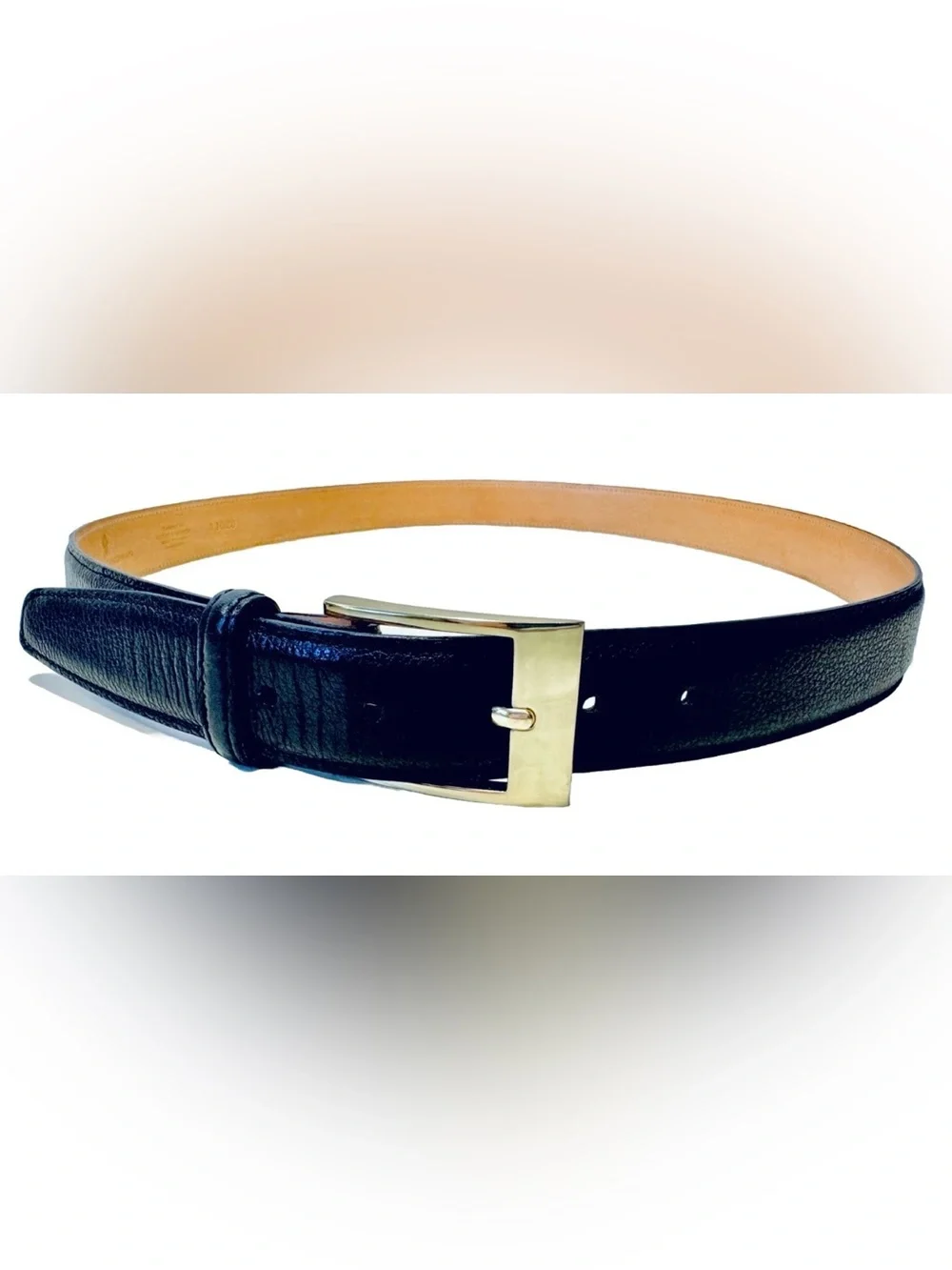 Martin Dingman Countrywear Mens 40 Black Tumbled Glove Leather Gold Buckle Belt